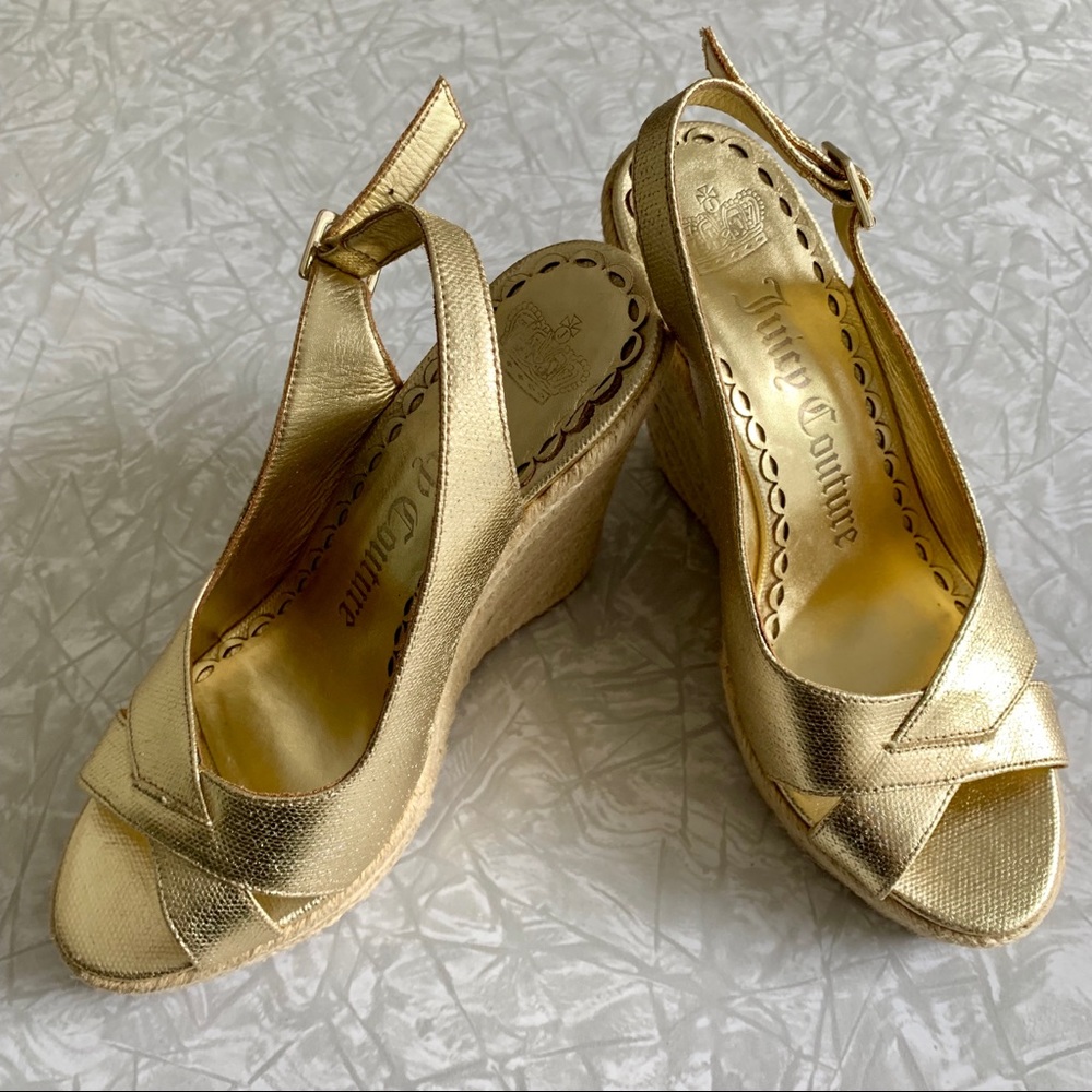 Juicy Couture Kross Gold Espadrille Wedge 7